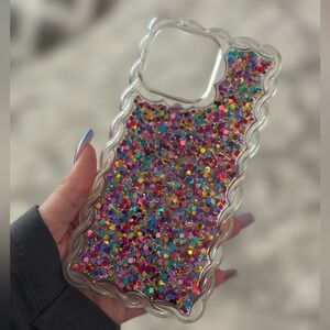 Glittery colorful textured iPhone 14 Pro Max phone case